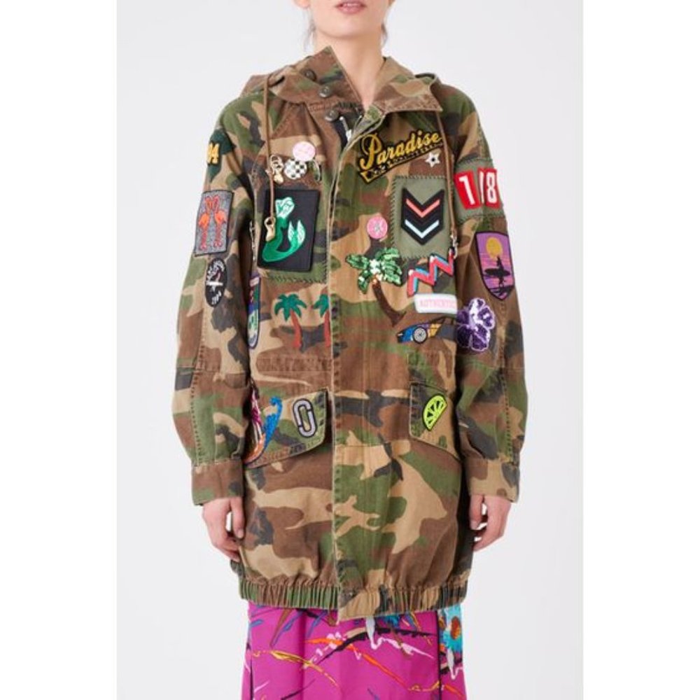 Marc Jacobs Pins and Patchwork Camouflage Parka M